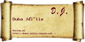 Duba Júlia névjegykártya