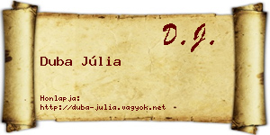 Duba Júlia névjegykártya